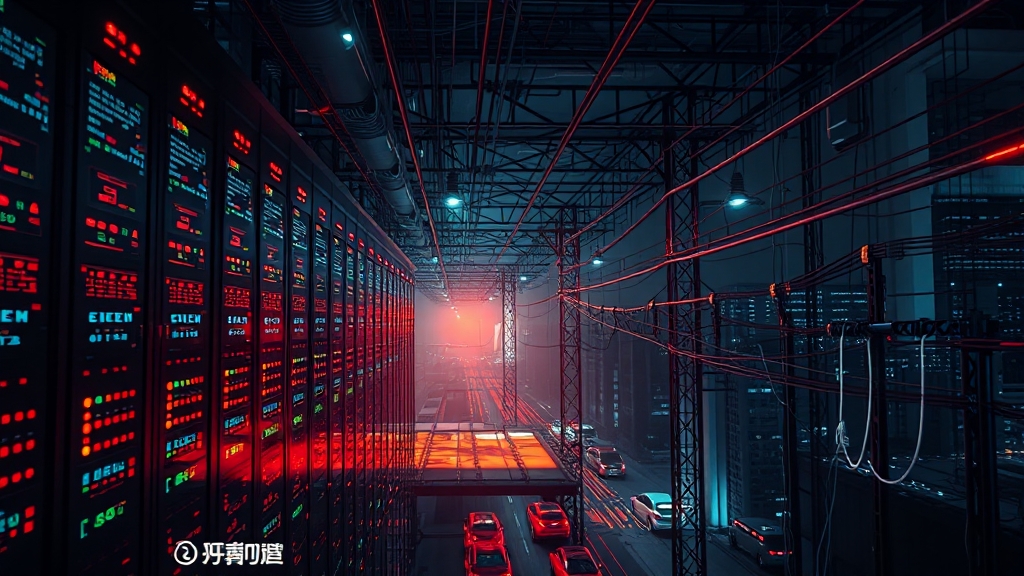 AI 데이터센터 확산과 전력망 부담 (realistic 스타일)