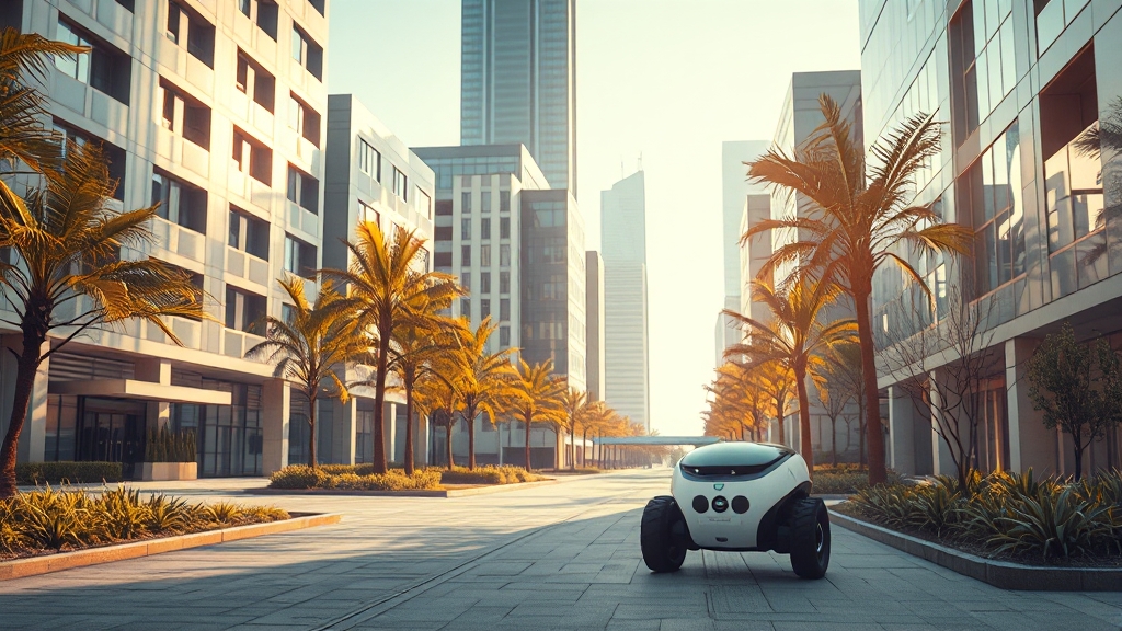 배달 로봇 도입 배경 (realistic 스타일)