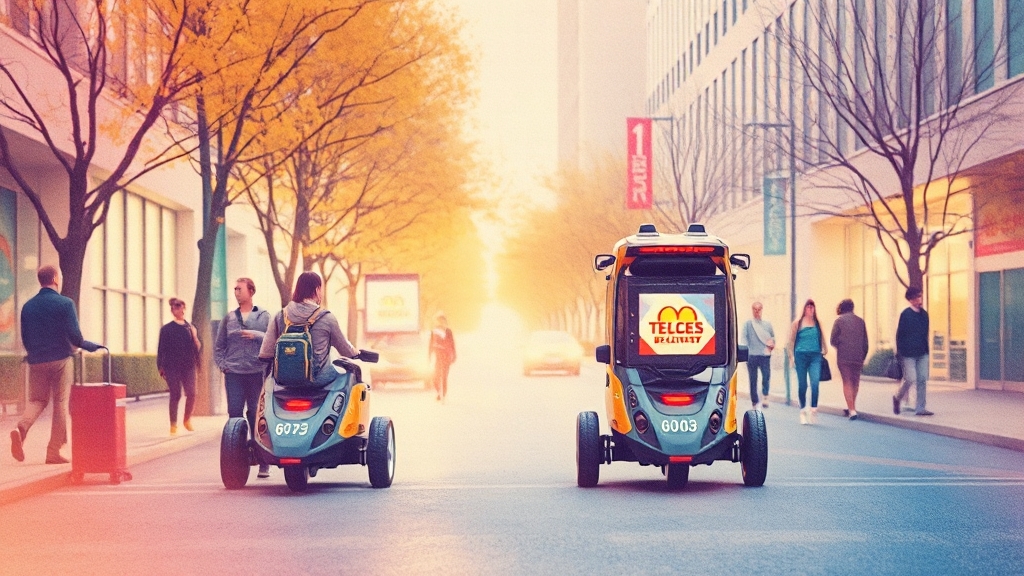 배달 로봇 기대 효과 (watercolor 스타일)